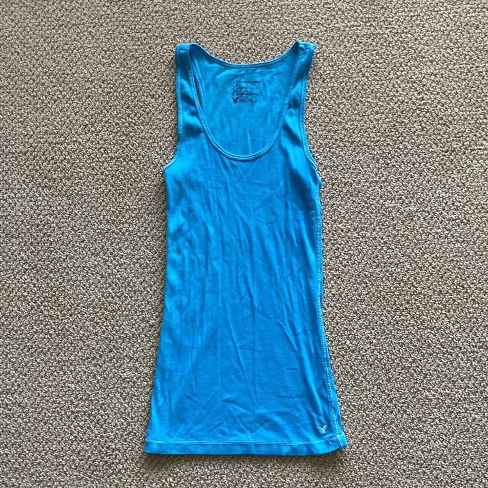 American Eagle Y2K Ribbed Blue Tank Top Racerback Bella Swan Elena Gilbert Small